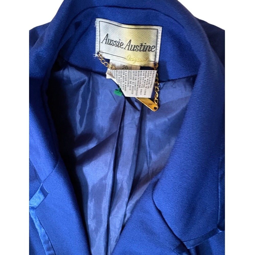 Aussie Austine Royal Blue Satin Trim Blazer Jacket Womens Size 20